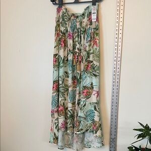Pilyq Tropical Floral Maxi Skirt - Green and Pink